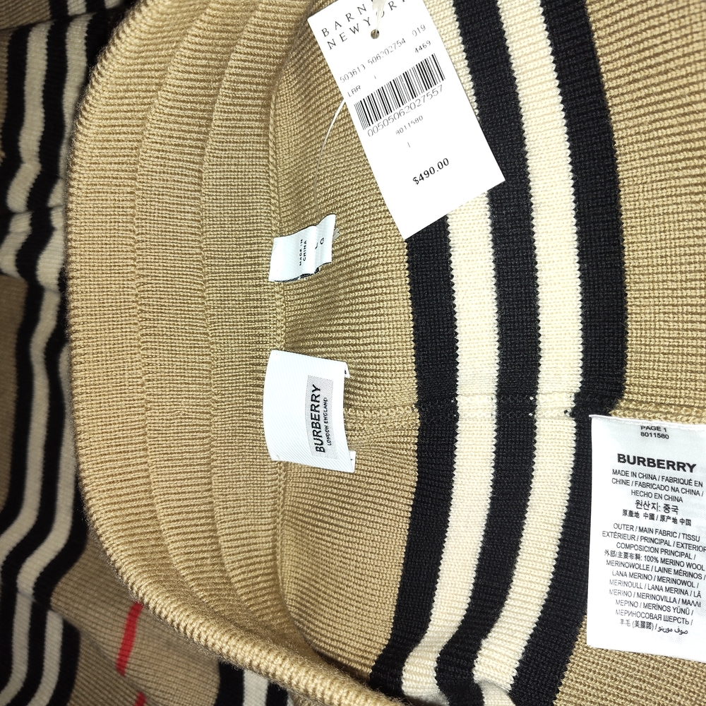 Burberry Beige and Black Striped Knitwear